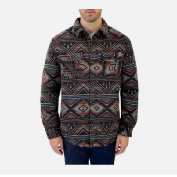 NWOT Jachs Men's XXL Wool Blend Outdoor Aztec Pattern Sherpa Lined Button Down - Picture 1 of 9
